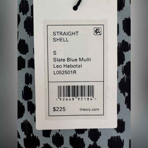 New Theory Silk Leopard Print Slate Blue Sleeveless Blouse Size S New With Tags - Picture 8 of 13